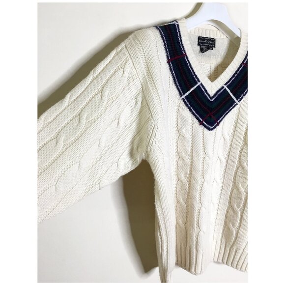 Vintage Preswick and Moore 100% Pure Virgin Wool Thick Cable Knit Tennis Sweater - Picture 4 of 7